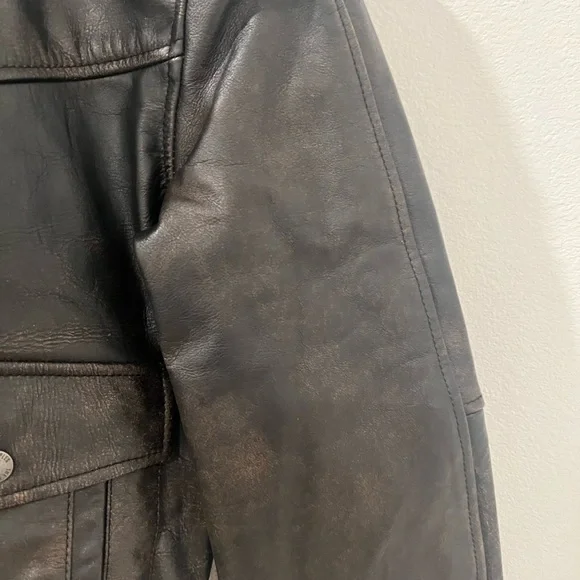 Men’s Brown Leather VESTE EN CUIR COURTE Jacket by Kooples Size S